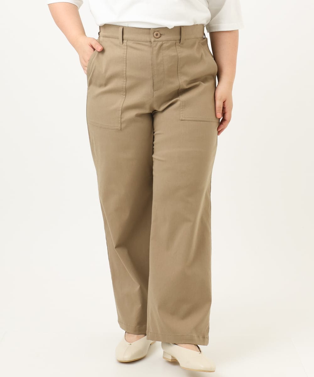OLLKA04099 eur3(エウルキューブ) 【WEB先行販売】【大きいサイズ】ストレッチベイカーパンツ モカ(84)