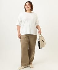 OLLKA04099 eur3(エウルキューブ) 【WEB先行販売】【大きいサイズ】ストレッチベイカーパンツ モカ(84)