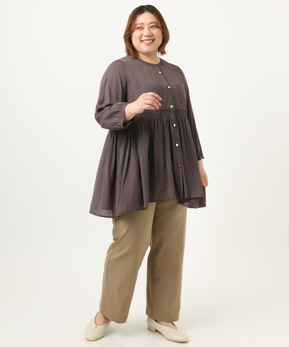 OLLKA04099 eur3(エウルキューブ) 【WEB先行販売】【大きいサイズ】ストレッチベイカーパンツ モカ(84)