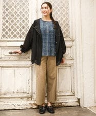 OLLKA04099 eur3(エウルキューブ) 【WEB先行販売】【大きいサイズ】ストレッチベイカーパンツ モカ(84)