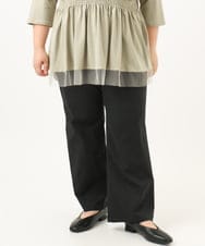 OLLKA04099 eur3(エウルキューブ) 【WEB先行販売】【大きいサイズ】ストレッチベイカーパンツ ブラック(94)