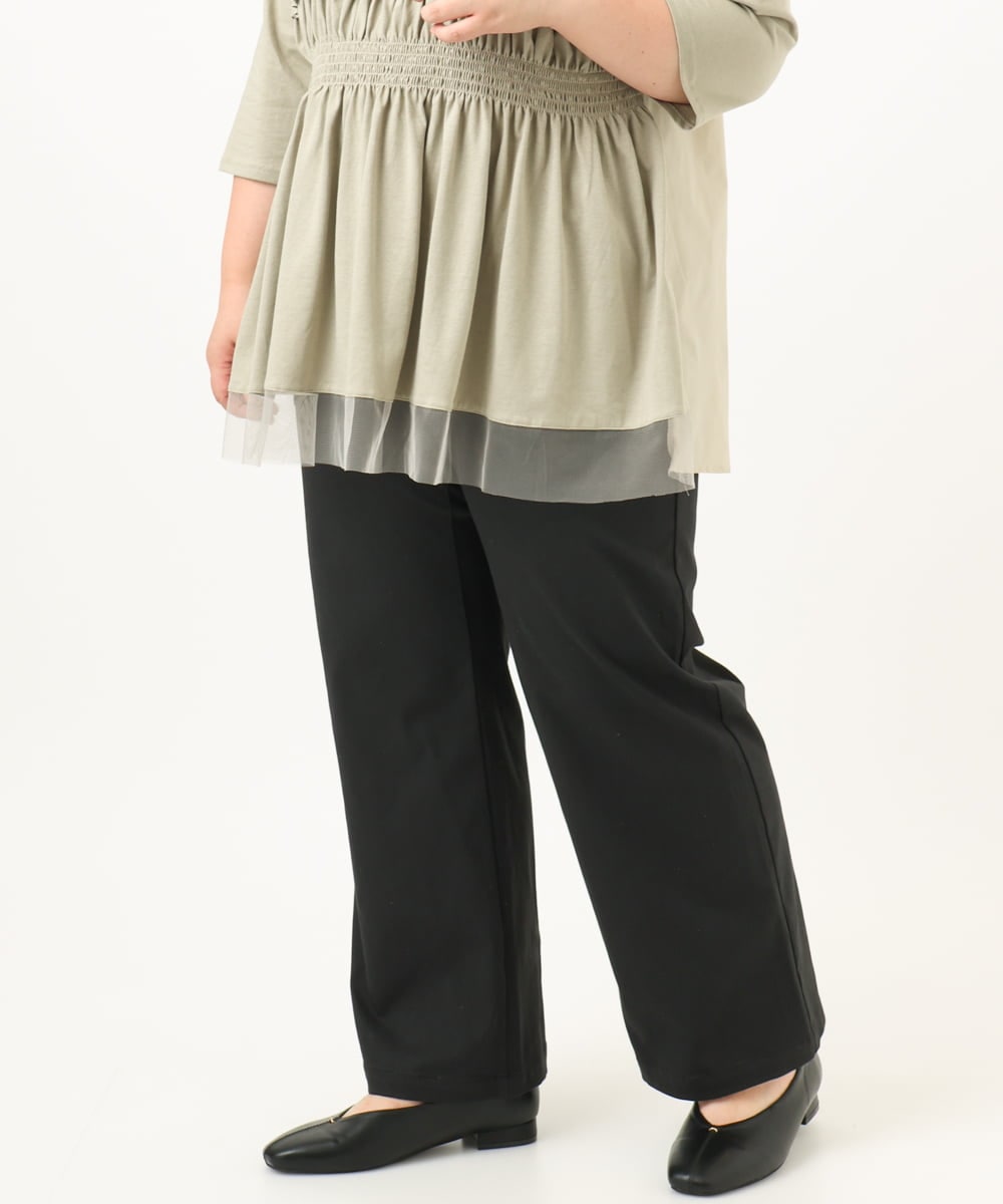 OLLKA04099 eur3(エウルキューブ) 【WEB先行販売】【大きいサイズ】ストレッチベイカーパンツ ブラック(94)