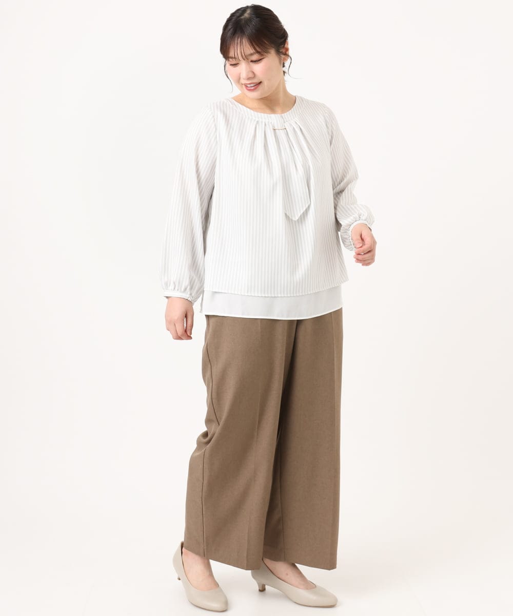 OLLKA07139 eur3(エウルキューブ) 【大きいサイズ/11号サイズあり】ソフィーツイルセンタープレスパンツ モカ(84)