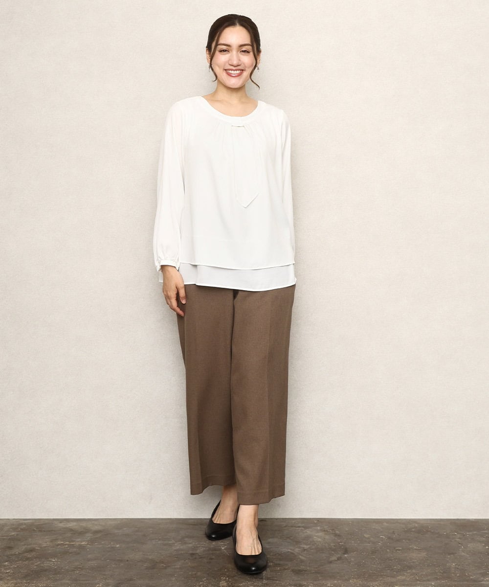 OLLKA07139 eur3(エウルキューブ) 【大きいサイズ/11号サイズあり】ソフィーツイルセンタープレスパンツ モカ(84)