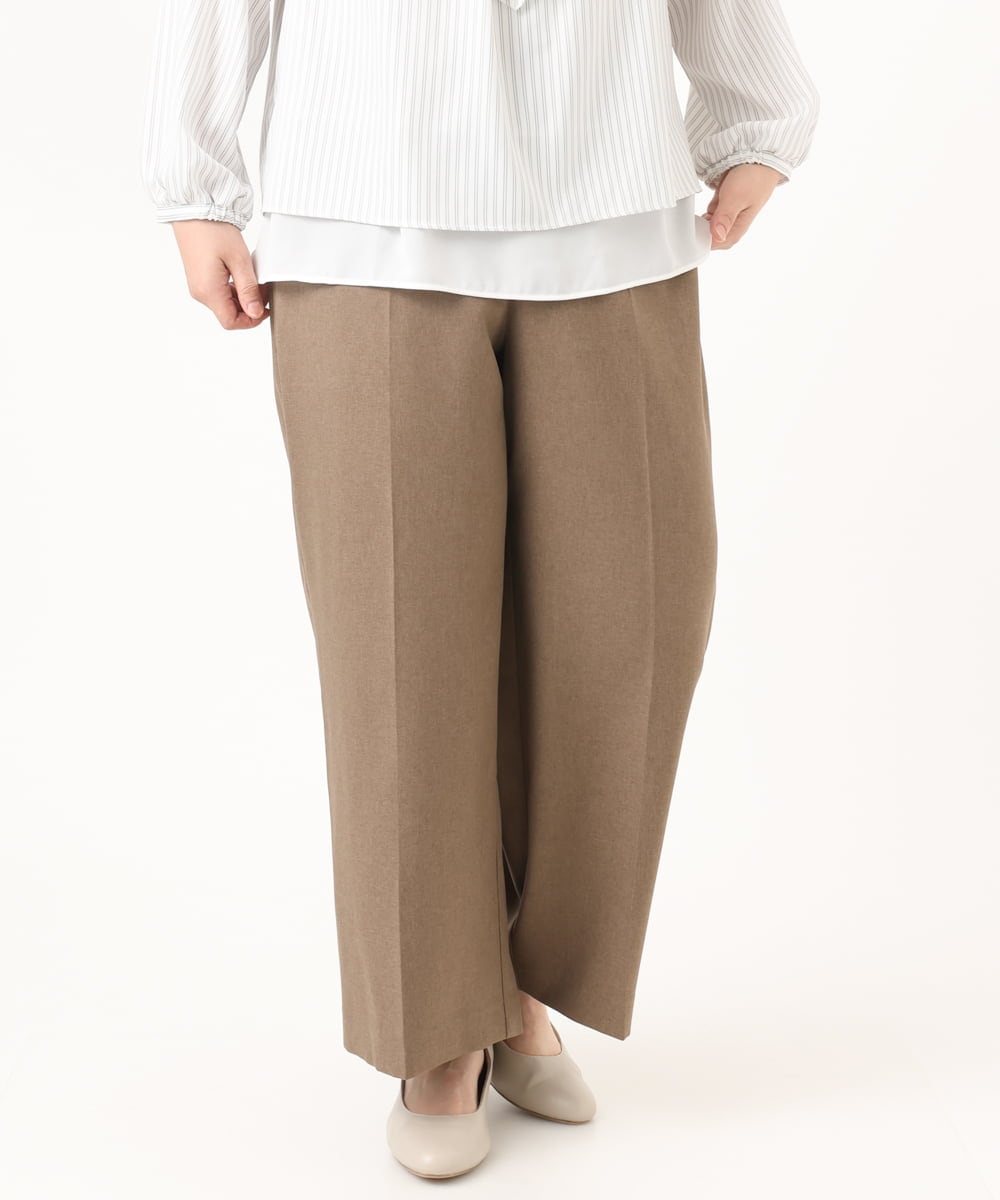 OLLKA07139 eur3(エウルキューブ) 【大きいサイズ/11号サイズあり】ソフィーツイルセンタープレスパンツ モカ(84)