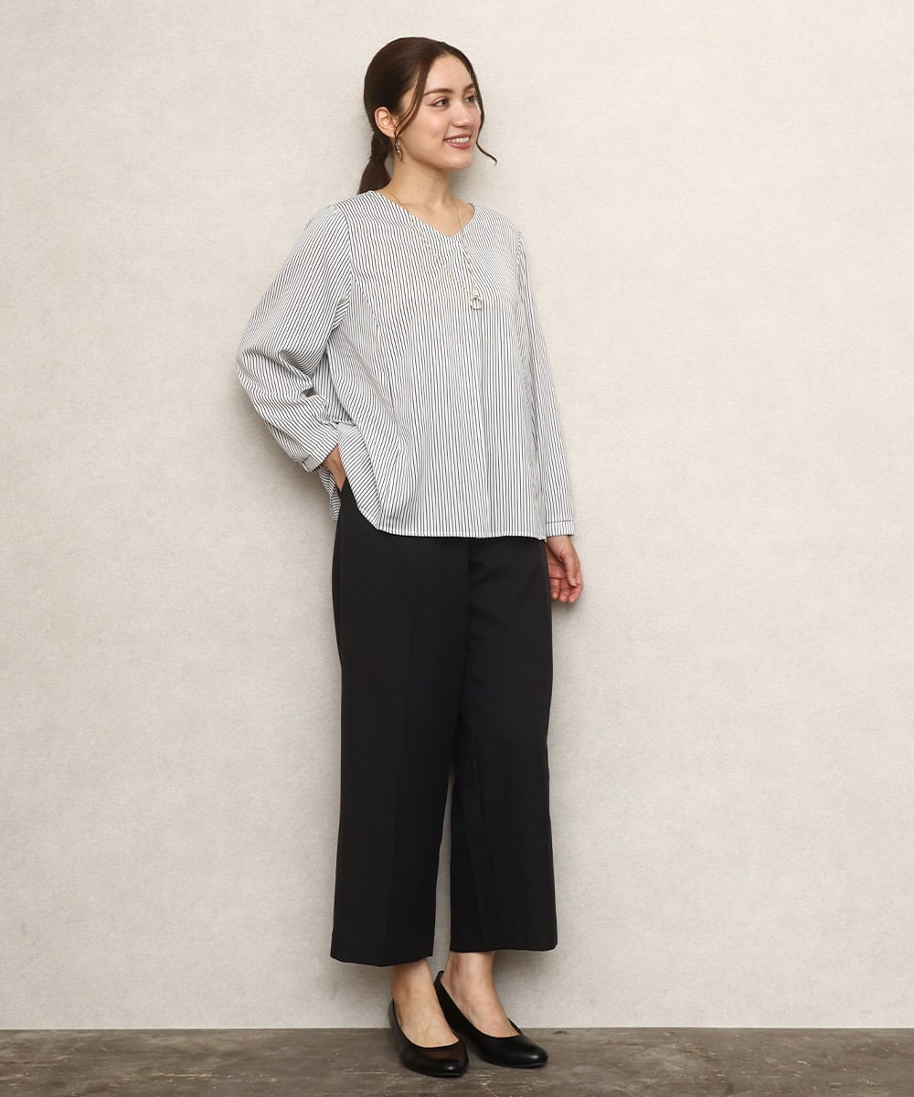 OLLKA07139 eur3(エウルキューブ) 【大きいサイズ/11号サイズあり】ソフィーツイルセンタープレスパンツ ブラック(94)