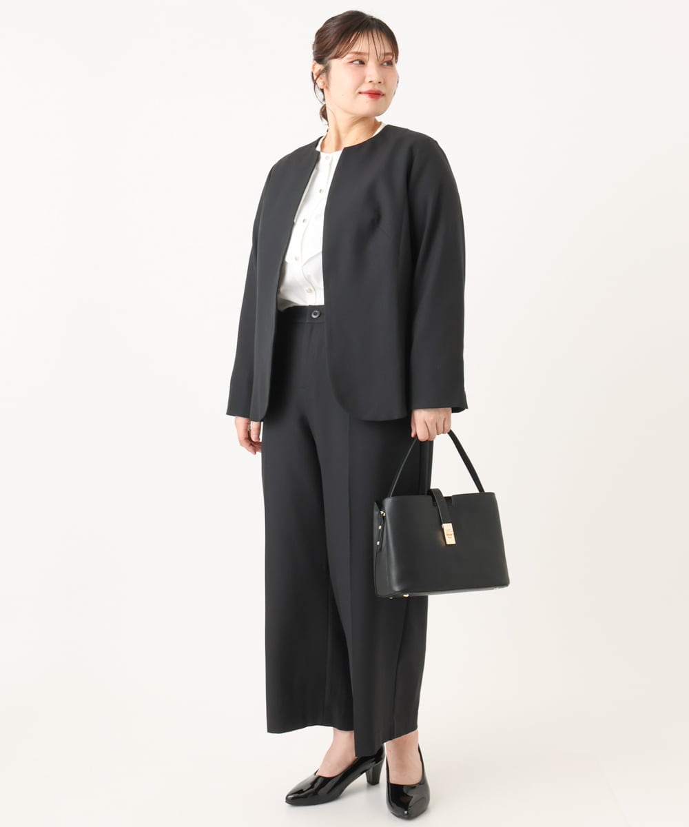OLLKA07139 eur3(エウルキューブ) 【大きいサイズ/11号サイズあり】ソフィーツイルセンタープレスパンツ ブラック(94)