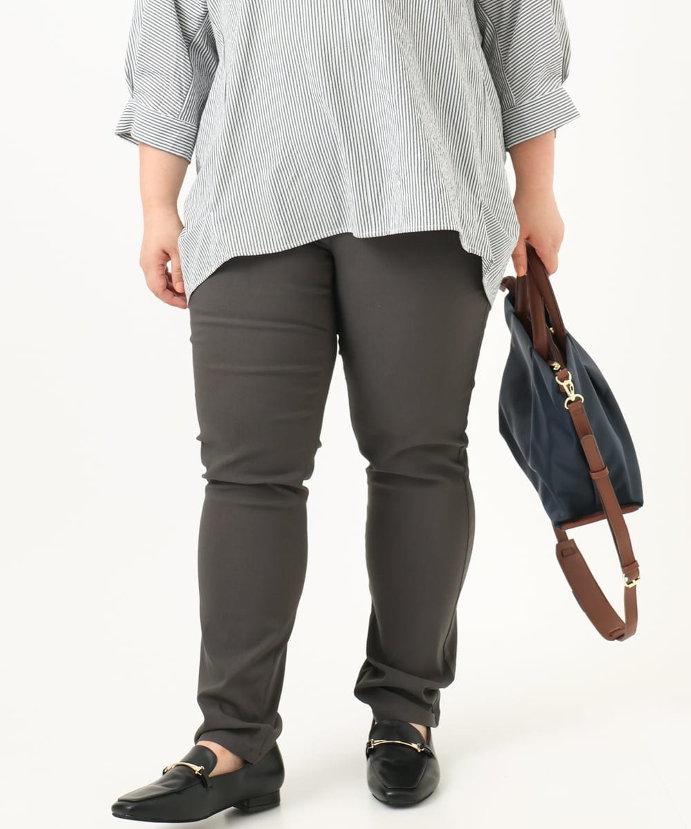 OLLKA09089 eur3(エウルキューブ) 【WEB先行販売】【大きいサイズ】ストレッチスリムパンツ ダークグレー(93)