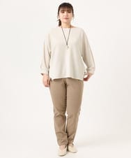 OLLKA13089 eur3(エウルキューブ) 【シリーズ累計販売2万枚！/大きいサイズ】さらさらストレッチテーパードパンツ ベージュ(82)
