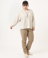 OLLKA13089 eur3(エウルキューブ) 【シリーズ累計販売2万枚！/大きいサイズ】さらさらストレッチテーパードパンツ ベージュ(82)