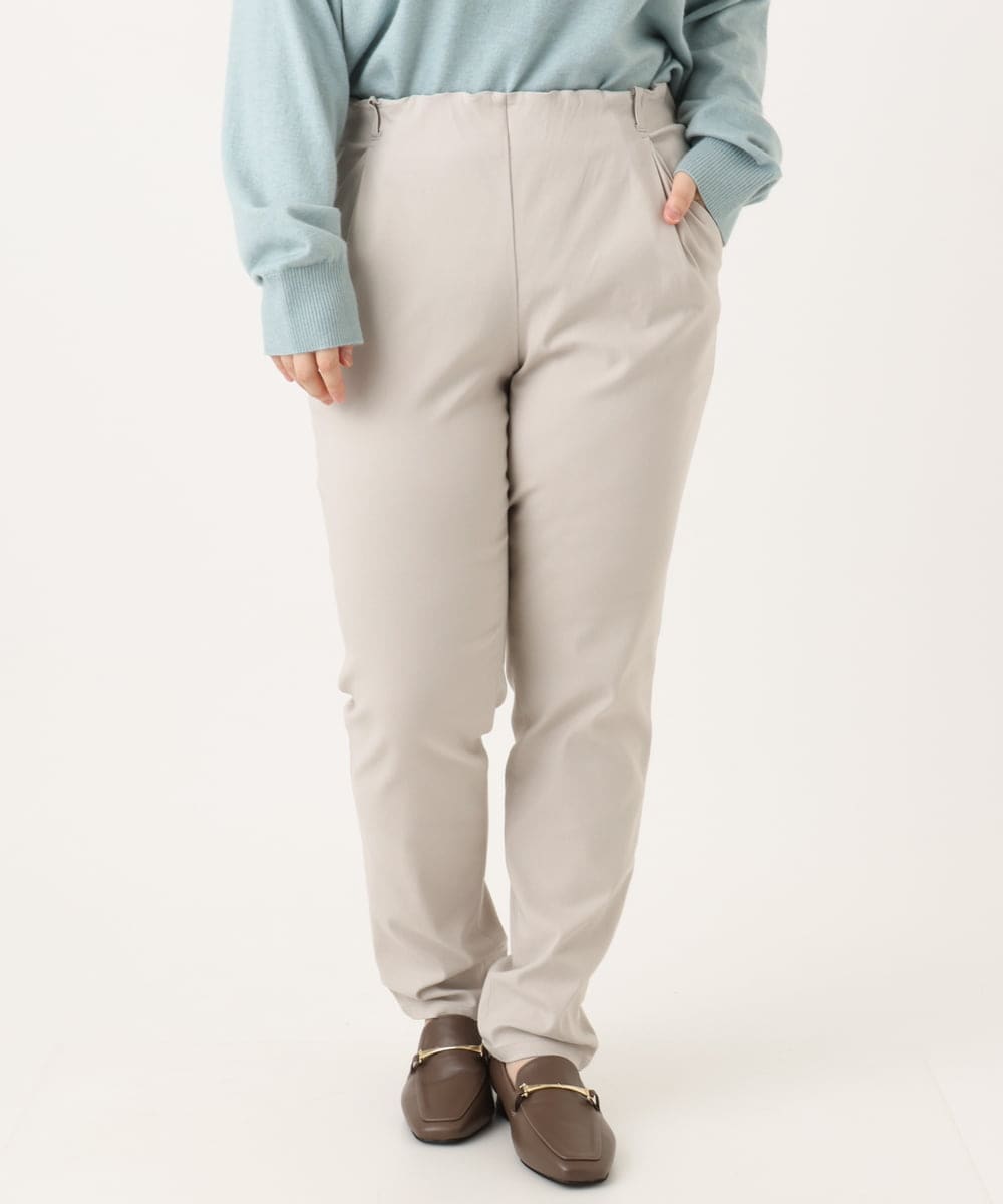 OLLKA13089 eur3(エウルキューブ) 【シリーズ累計販売2万枚！/大きいサイズ】さらさらストレッチテーパードパンツ グレージュ(89)