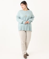 OLLKA13089 eur3(エウルキューブ) 【シリーズ累計販売2万枚！/大きいサイズ】さらさらストレッチテーパードパンツ グレージュ(89)