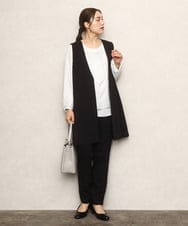 OLLKA13089 eur3(エウルキューブ) 【シリーズ累計販売2万枚！/大きいサイズ】さらさらストレッチテーパードパンツ ブラック(94)