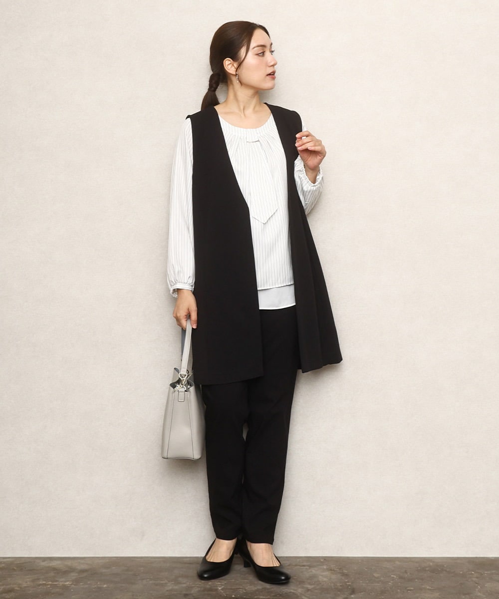 OLLKA13089 eur3(エウルキューブ) 【シリーズ累計販売2万枚！/大きいサイズ】さらさらストレッチテーパードパンツ ブラック(94)