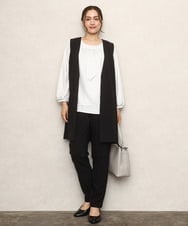 OLLKA13089 eur3(エウルキューブ) 【シリーズ累計販売2万枚！/大きいサイズ】さらさらストレッチテーパードパンツ ブラック(94)