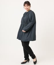 OLLKA13089 eur3(エウルキューブ) 【シリーズ累計販売2万枚！/大きいサイズ】さらさらストレッチテーパードパンツ ブラック(94)