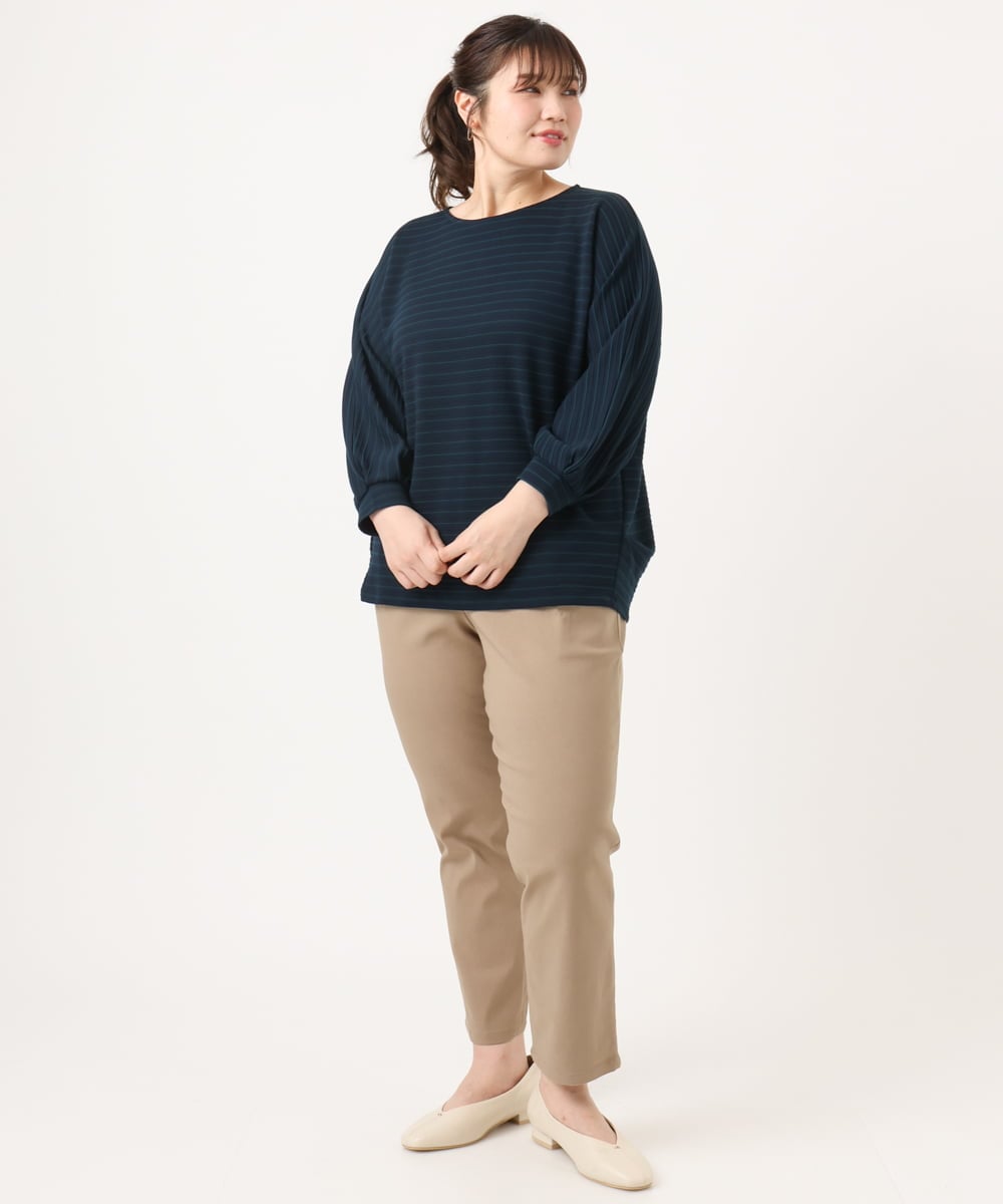 OLLKA14089 eur3(エウルキューブ) 【WEB先行販売】【シリーズ累計販売2万枚！/大きいサイズ/丈短め】さらさらストレッチテーパードパンツ ベージュ(82)