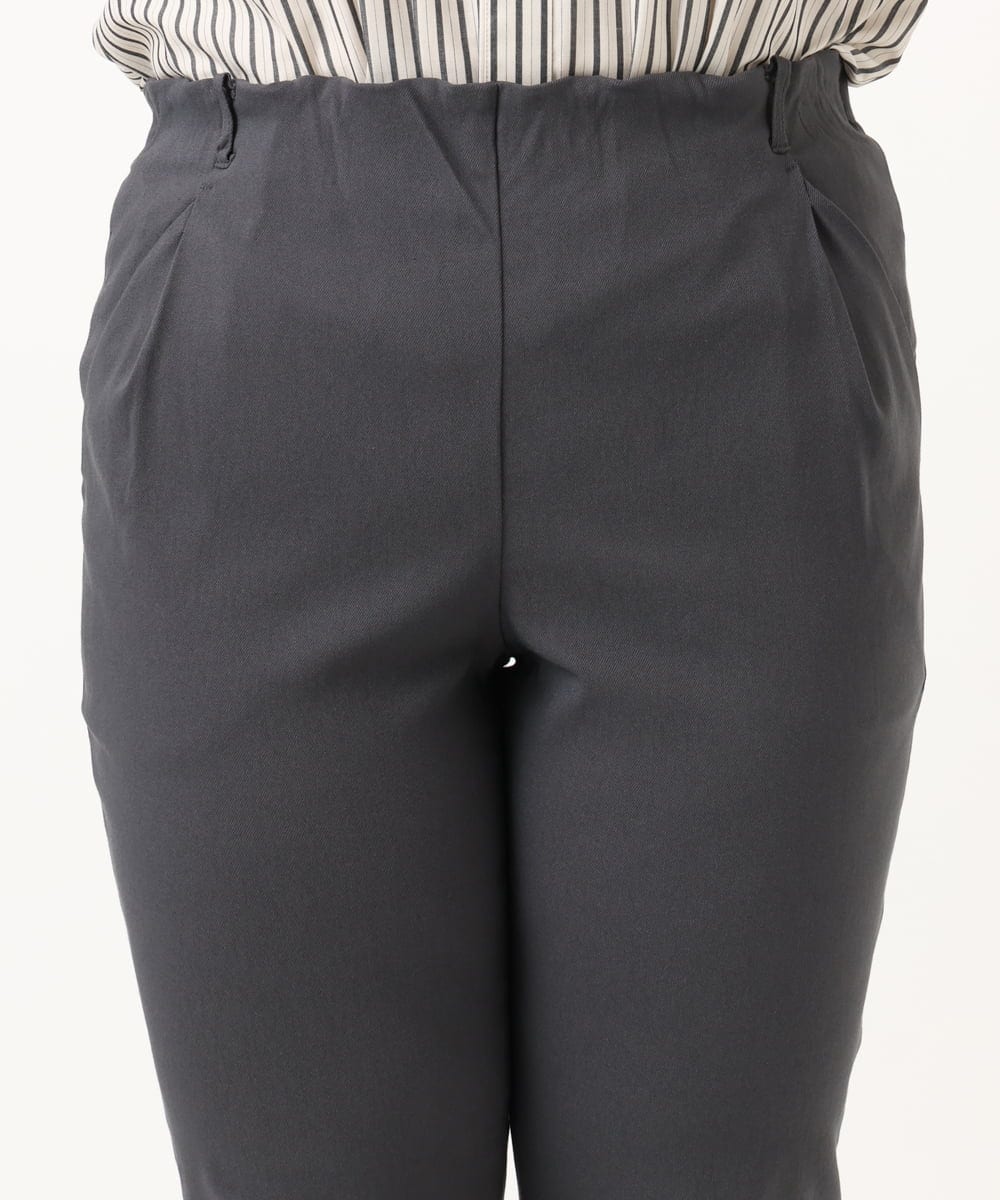 OLLKA14089 eur3(エウルキューブ) 【WEB先行販売】【シリーズ累計販売2万枚！/大きいサイズ/丈短め】さらさらストレッチテーパードパンツ ダークグレー(93)