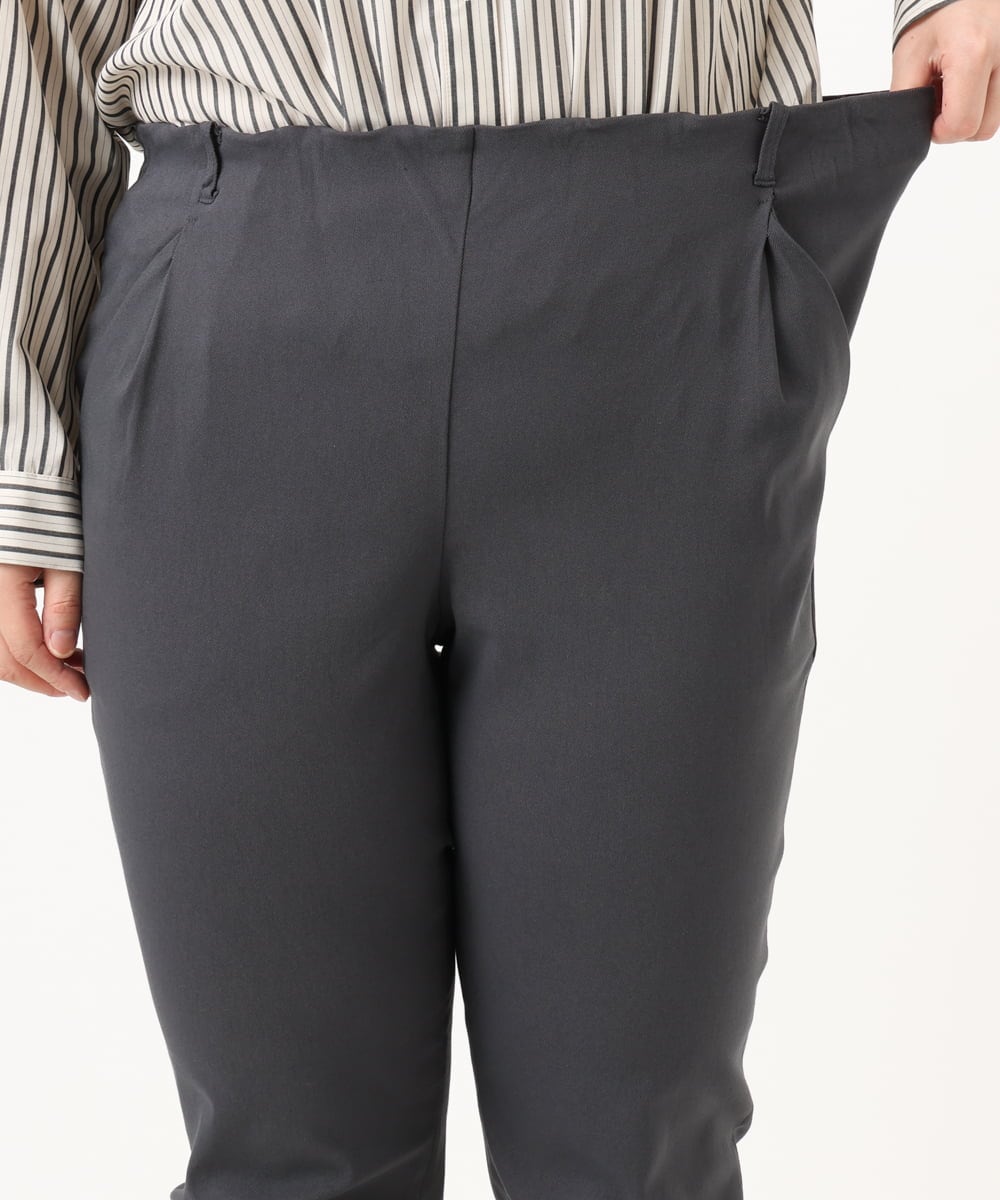 OLLKA14089 eur3(エウルキューブ) 【WEB先行販売】【シリーズ累計販売2万枚！/大きいサイズ/丈短め】さらさらストレッチテーパードパンツ ダークグレー(93)