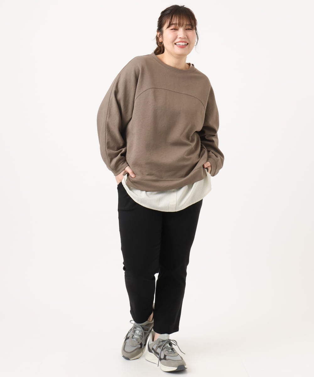 OLLKA14089 eur3(エウルキューブ) 【WEB先行販売】【シリーズ累計販売2万枚！/大きいサイズ/丈短め】さらさらストレッチテーパードパンツ ブラック(94)