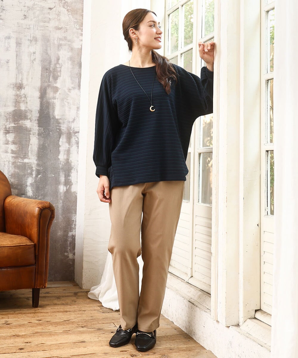 OLLKA15089 eur3(エウルキューブ) 【大きいサイズ】さらさらストレッチストレートパンツ ベージュ(82)