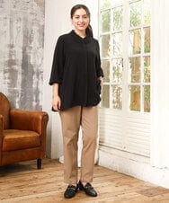 OLLKA15089 eur3(エウルキューブ) 【大きいサイズ】さらさらストレッチストレートパンツ ベージュ(82)