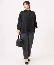 OLLKA15089 eur3(エウルキューブ) 【大きいサイズ】さらさらストレッチストレートパンツ ダークグレー(93)