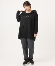 OLLKA15089 eur3(エウルキューブ) 【大きいサイズ】さらさらストレッチストレートパンツ ダークグレー(93)