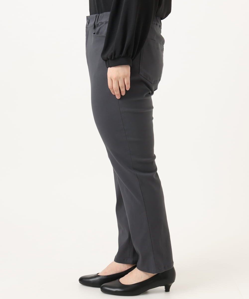 OLLKA15089 eur3(エウルキューブ) 【大きいサイズ】さらさらストレッチストレートパンツ ダークグレー(93)