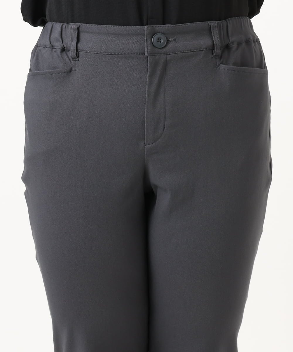 OLLKA15089 eur3(エウルキューブ) 【大きいサイズ】さらさらストレッチストレートパンツ ダークグレー(93)