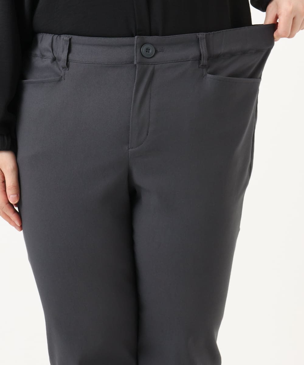 OLLKA15089 eur3(エウルキューブ) 【大きいサイズ】さらさらストレッチストレートパンツ ダークグレー(93)