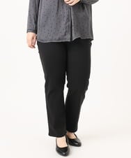 OLLKA15089 eur3(エウルキューブ) 【大きいサイズ】さらさらストレッチストレートパンツ ブラック(94)