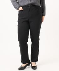 OLLKA15089 eur3(エウルキューブ) 【大きいサイズ】さらさらストレッチストレートパンツ ブラック(94)