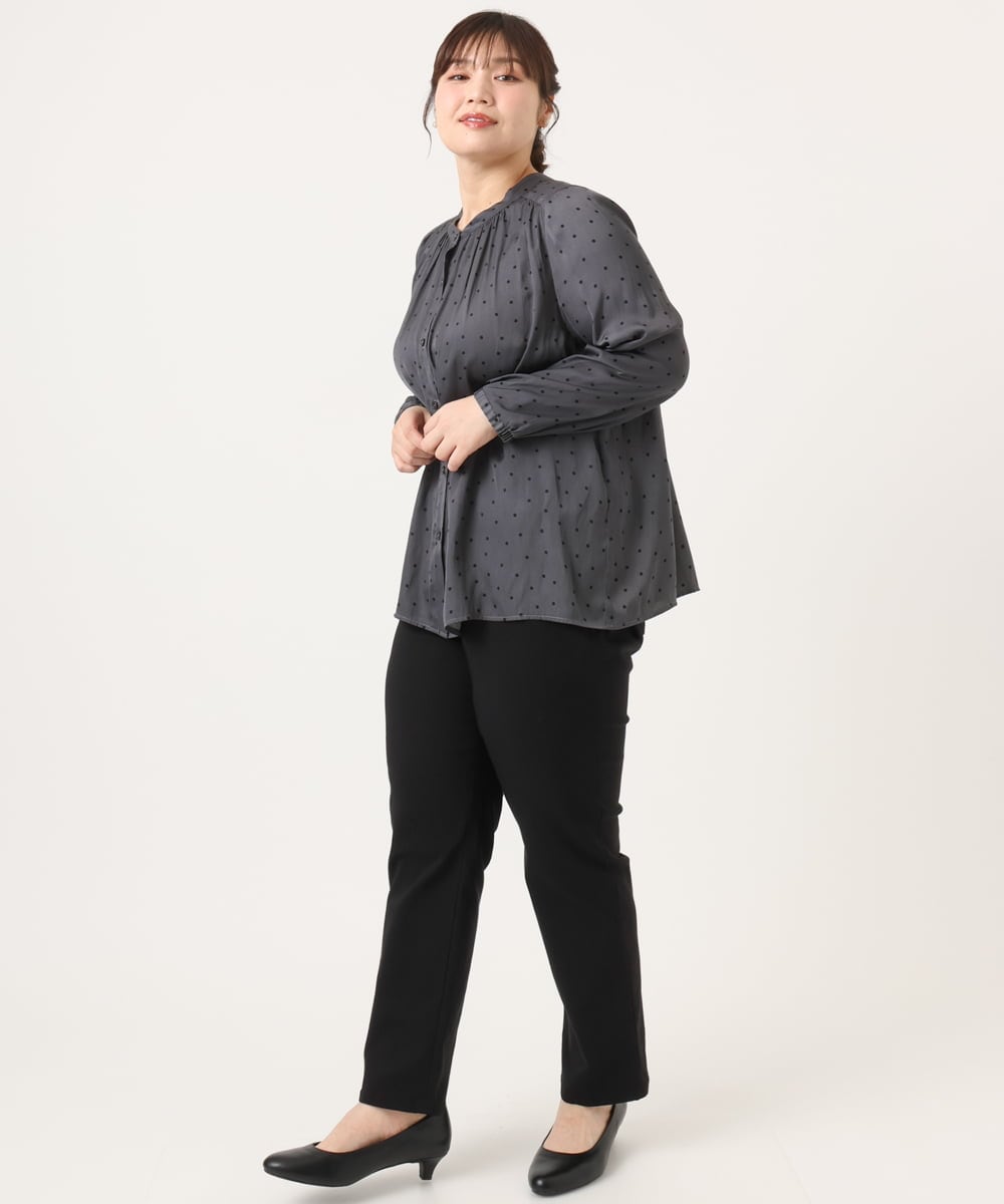 OLLKA15089 eur3(エウルキューブ) 【大きいサイズ】さらさらストレッチストレートパンツ ブラック(94)
