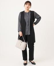 OLLKA15089 eur3(エウルキューブ) 【大きいサイズ】さらさらストレッチストレートパンツ ブラック(94)