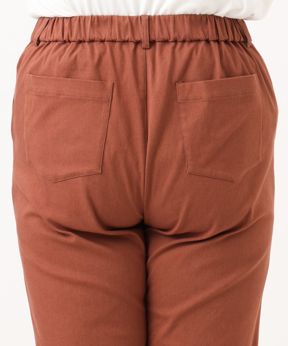 OLLKD03099 eur3(エウルキューブ) 【大きいサイズ】ワイドストレートストレッチパンツ ブラウン