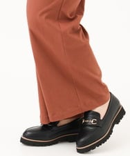 OLLKD03099 eur3(エウルキューブ) 【大きいサイズ】ワイドストレートストレッチパンツ ブラウン
