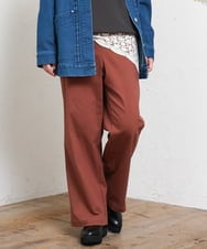 OLLKD03099 eur3(エウルキューブ) 【大きいサイズ】ワイドストレートストレッチパンツ ブラウン