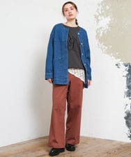 OLLKD03099 eur3(エウルキューブ) 【大きいサイズ】ワイドストレートストレッチパンツ ブラウン