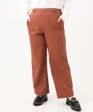 OLLKD03099 eur3(エウルキューブ) 【大きいサイズ】ワイドストレートストレッチパンツ ブラウン