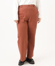 OLLKD03099 eur3(エウルキューブ) 【大きいサイズ】ワイドストレートストレッチパンツ ブラウン
