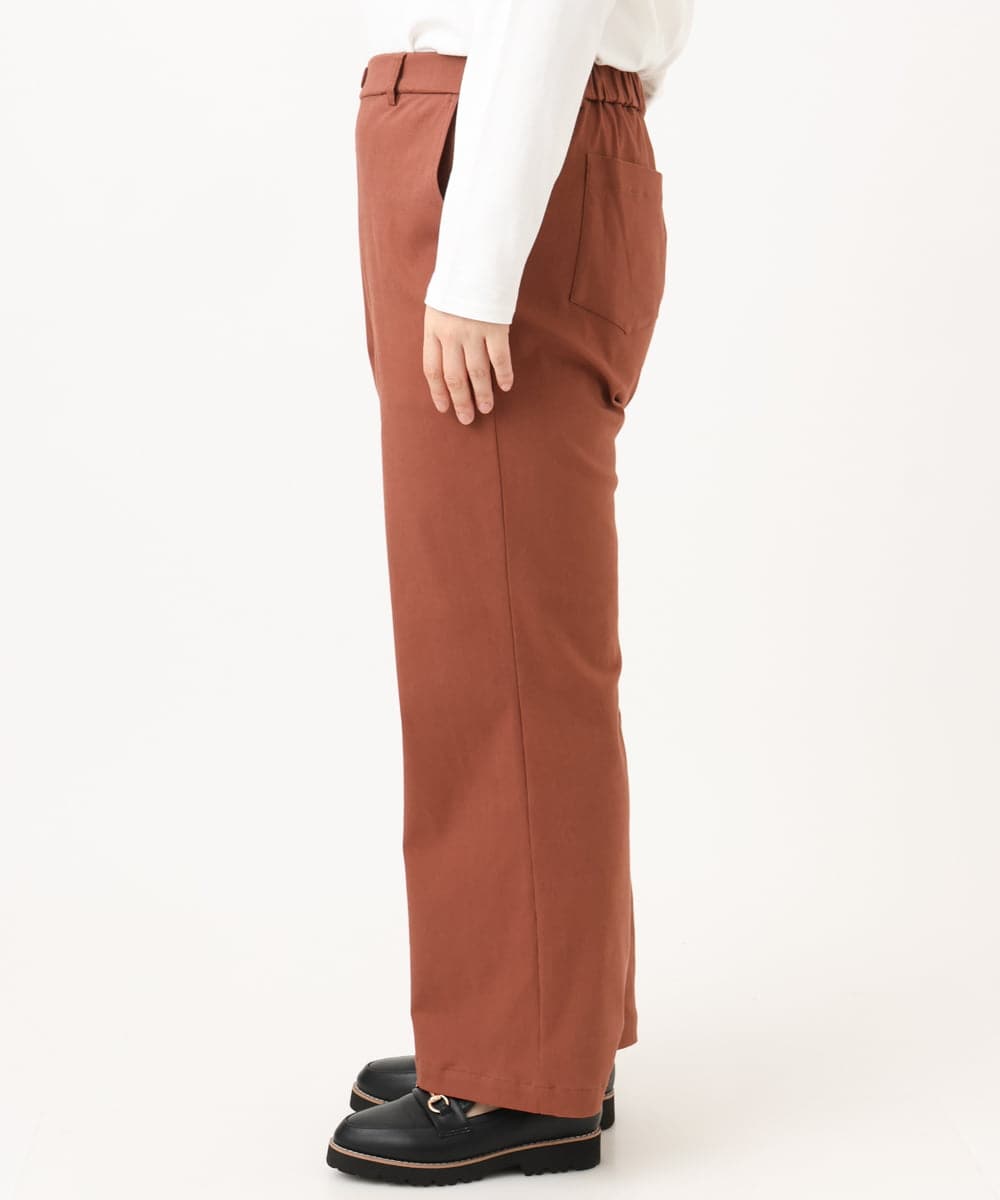 OLLKD03099 eur3(エウルキューブ) 【大きいサイズ】ワイドストレートストレッチパンツ ブラウン