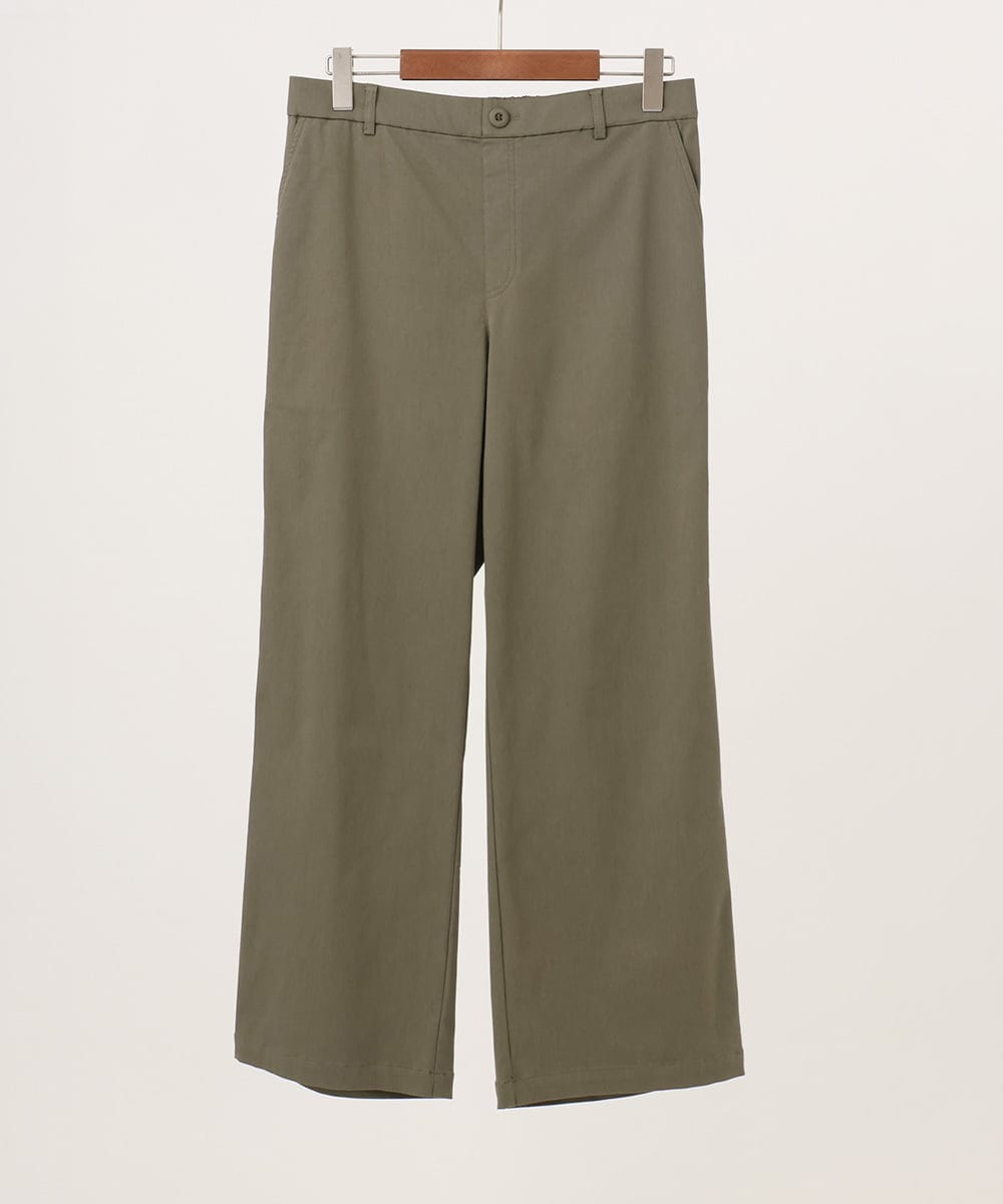 OLLKD03099 eur3(エウルキューブ) 【大きいサイズ】ワイドストレートストレッチパンツ カーキ