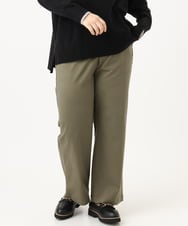 OLLKD03099 eur3(エウルキューブ) 【大きいサイズ】ワイドストレートストレッチパンツ カーキ