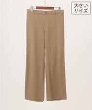 OLLKD03099 eur3(エウルキューブ) 【大きいサイズ】ワイドストレートストレッチパンツ ベージュ
