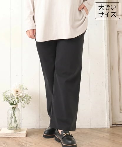 OLLKD03099 eur3 【大きいサイズ】ワイドストレートストレッチパンツ