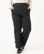 OLLKD03099 eur3(エウルキューブ) 【大きいサイズ】ワイドストレートストレッチパンツ ブラック