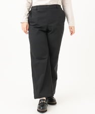 OLLKD03099 eur3(エウルキューブ) 【大きいサイズ】ワイドストレートストレッチパンツ ブラック