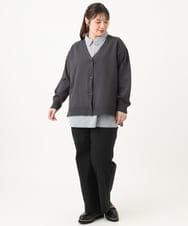 OLLKD03099 eur3(エウルキューブ) 【大きいサイズ】ワイドストレートストレッチパンツ ブラック
