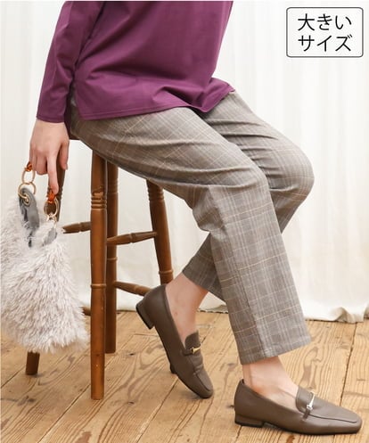 OLLKD06089 eur3 【WEB先行販売】【大きいサイズ】さらさらストレッチストレートパンツ